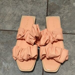 Elegant Peach Ruffle Mules